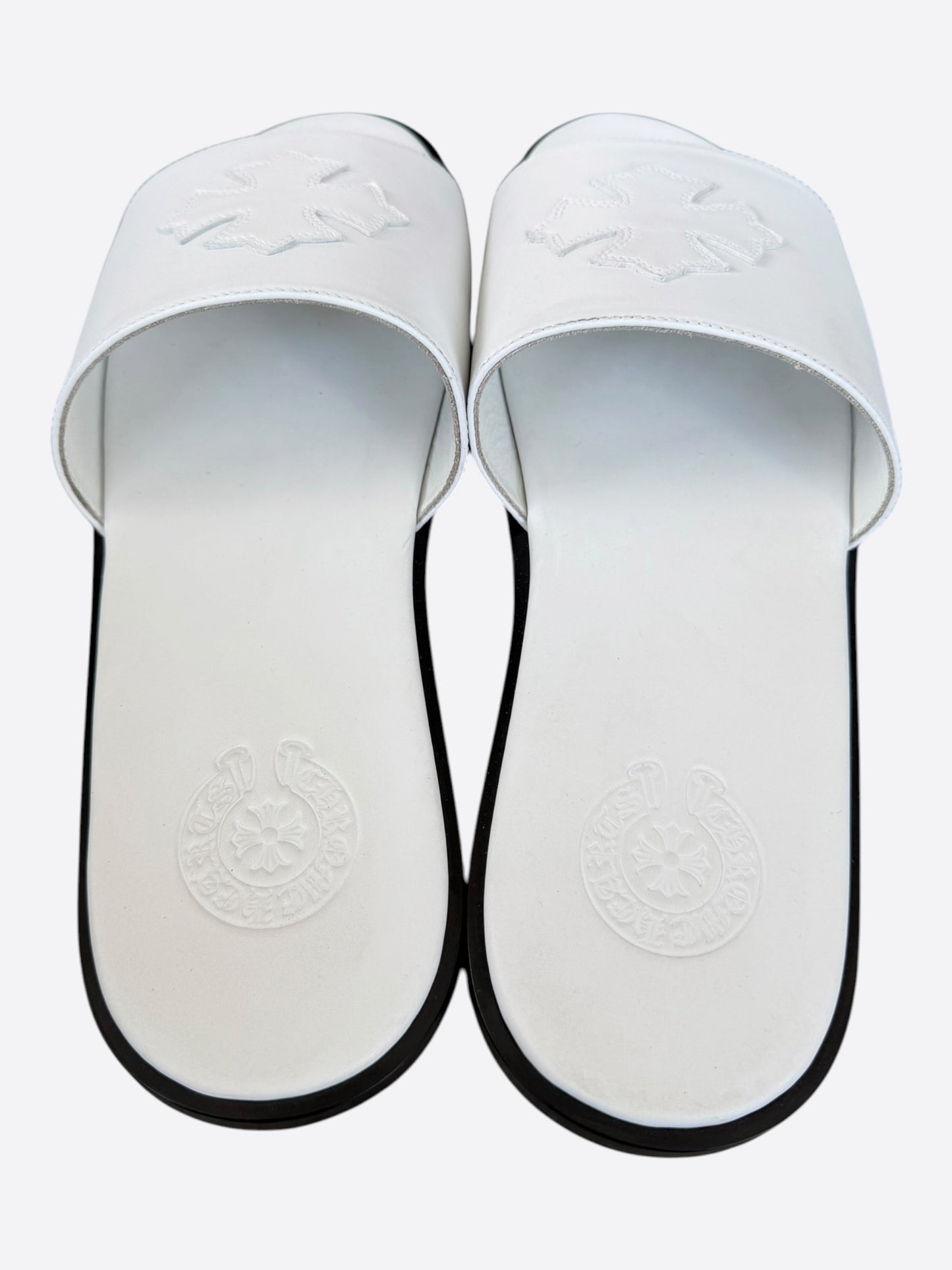 Chrome Hearts White Cross Patch Slides