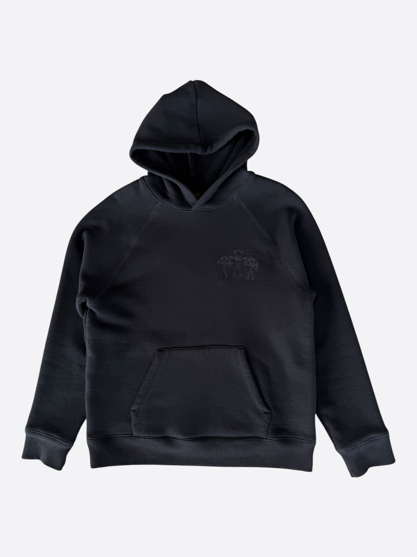 Chrome Hearts Black Triple Cross CH Logo Embroidered Hoodie