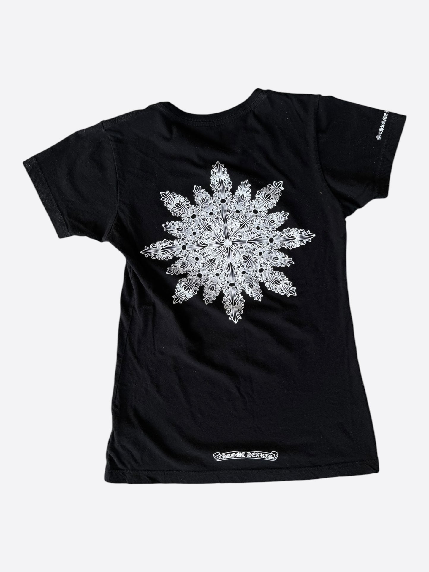 Chrome Hearts Black & White Snowflake Logo Women's T-Shirt