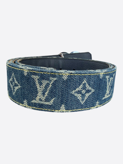Louis Vuitton Nigo Blue & White Denim Monogram Heart Belt