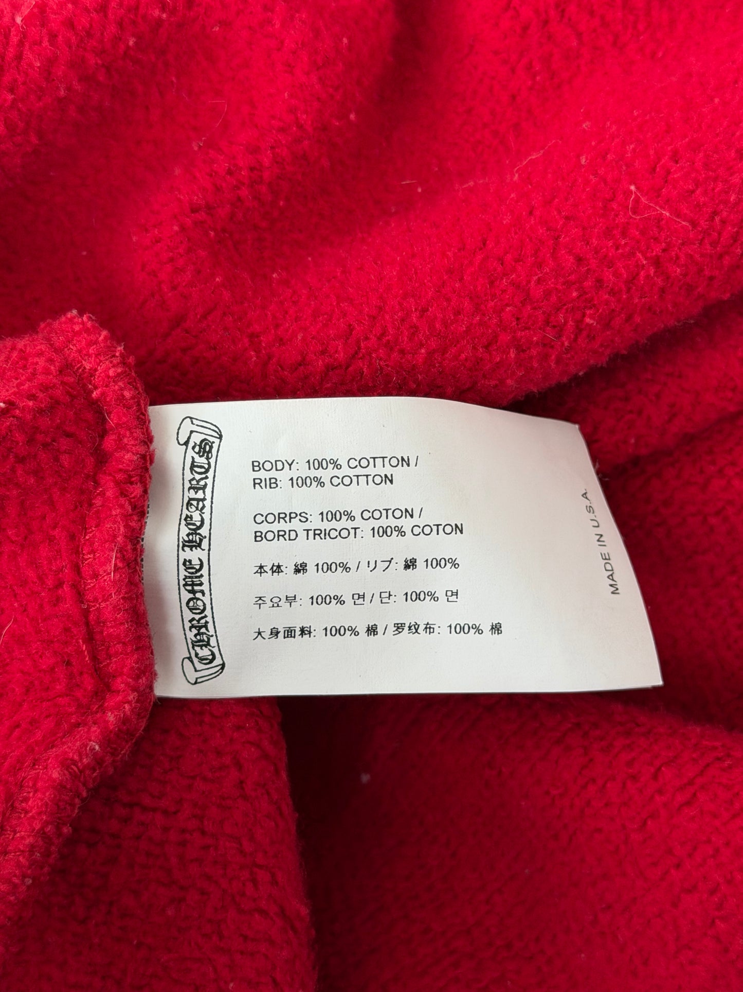 Chrome Hearts Red & White Triple Cross Embroidered Quarter Zip Sweater