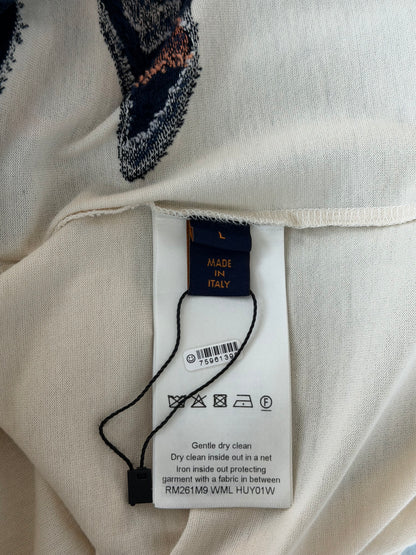 Louis Vuitton White Flag Graphic Intarsia T-Shirt