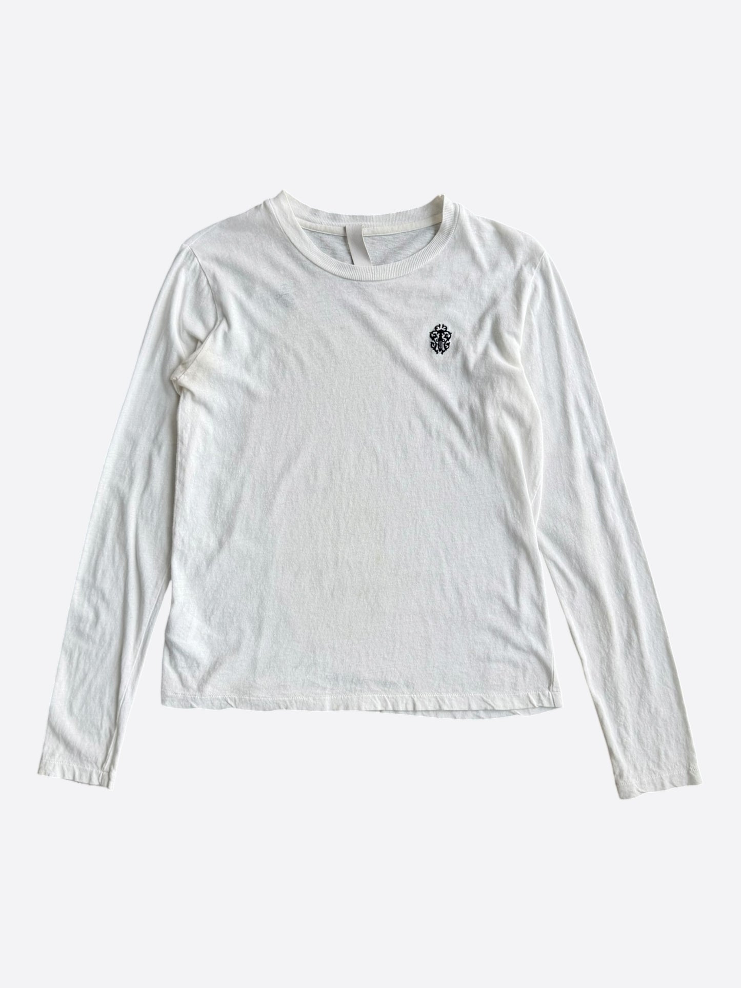 Chrome Hearts White & Black Embroidered Dagger Logo Longsleeve T-Shirt