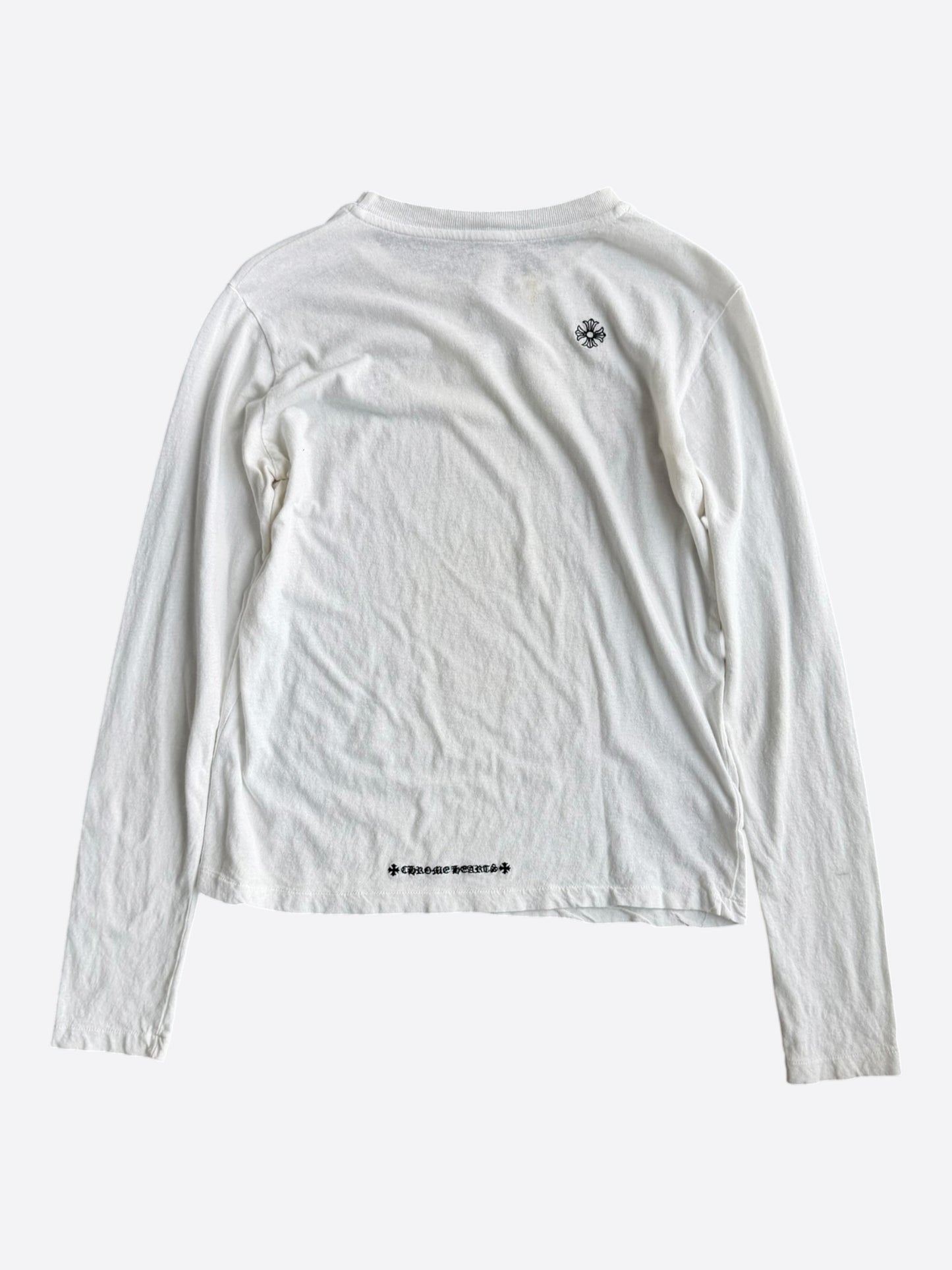 Chrome Hearts White & Black Embroidered Dagger Logo Longsleeve T-Shirt
