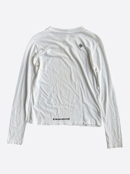 Chrome Hearts White & Black Embroidered Dagger Logo Longsleeve T-Shirt