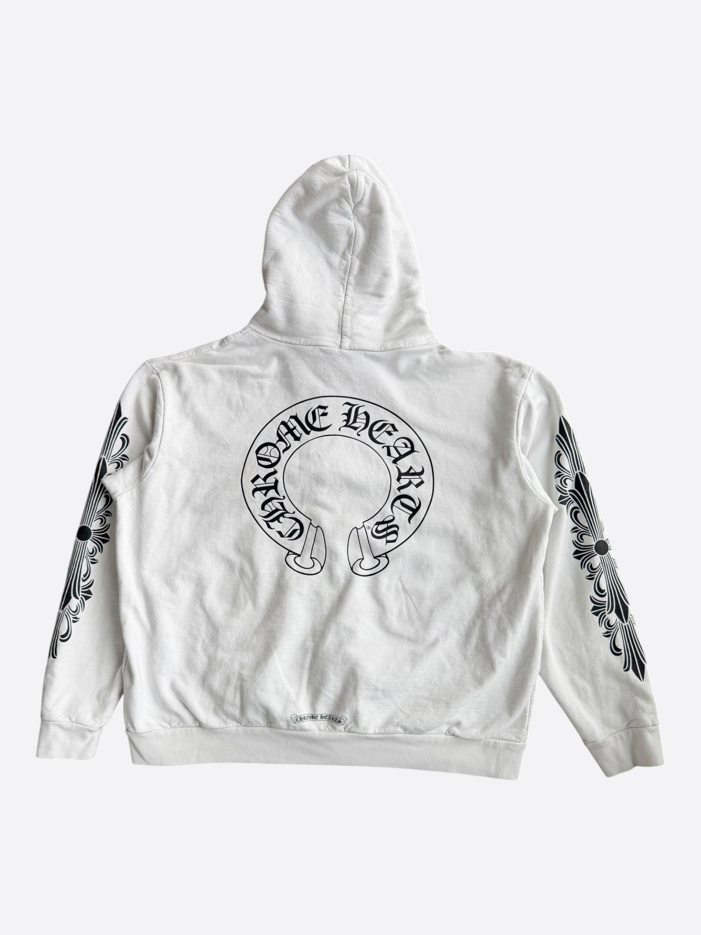 Chrome Hearts White & Black Horseshoe Logo Zip Up Hoodie