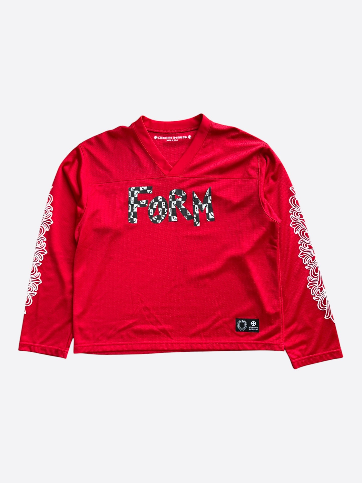 Chrome Hearts Matty Boy Red Form Mesh Jersey Longsleeve T-Shirt