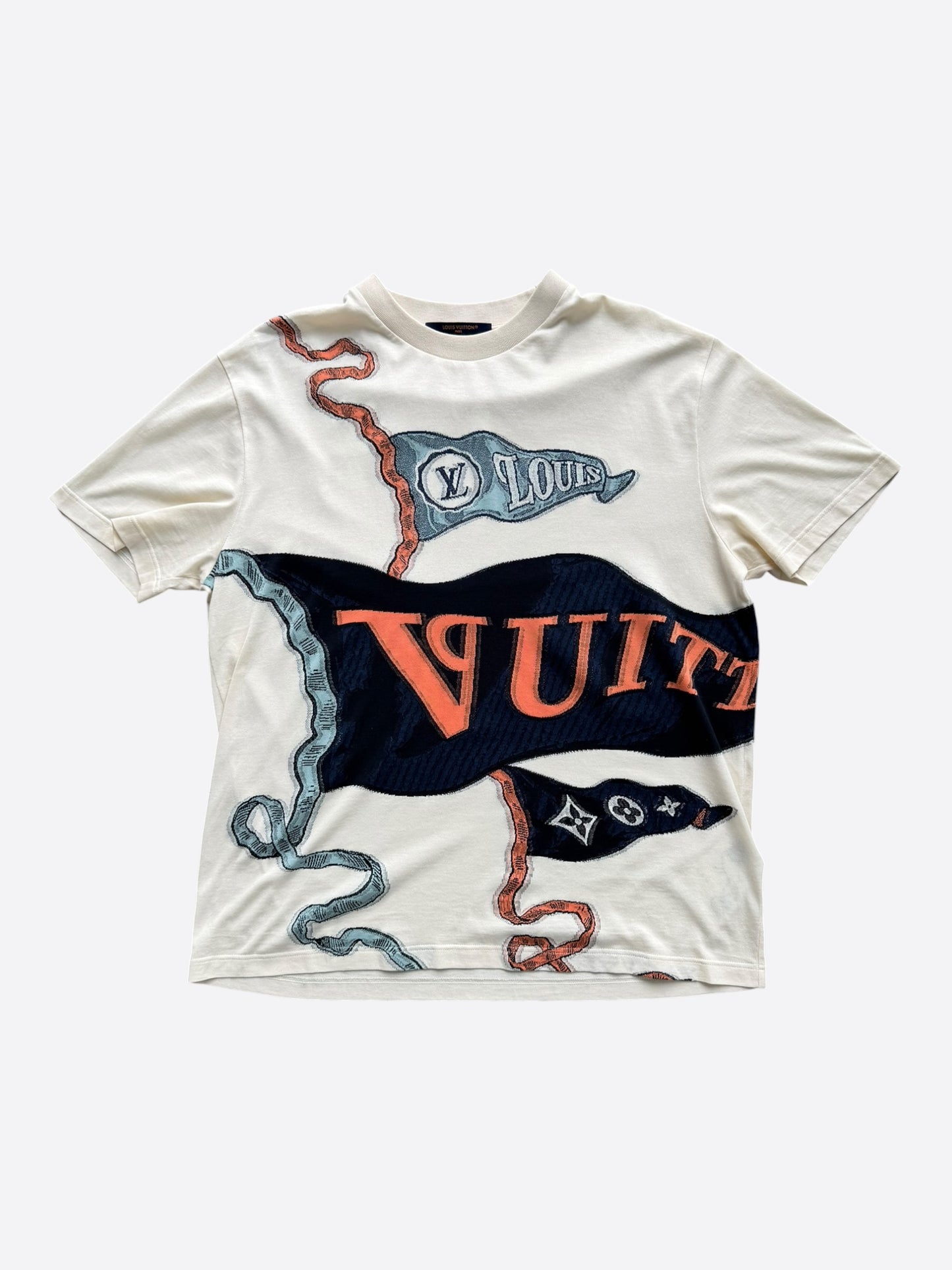 Louis Vuitton White Flag Graphic Intarsia T-Shirt