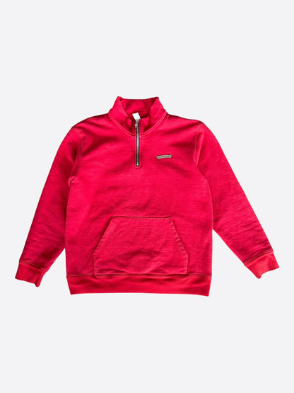 Chrome Hearts Red & White Triple Cross Embroidered Quarter Zip Sweater