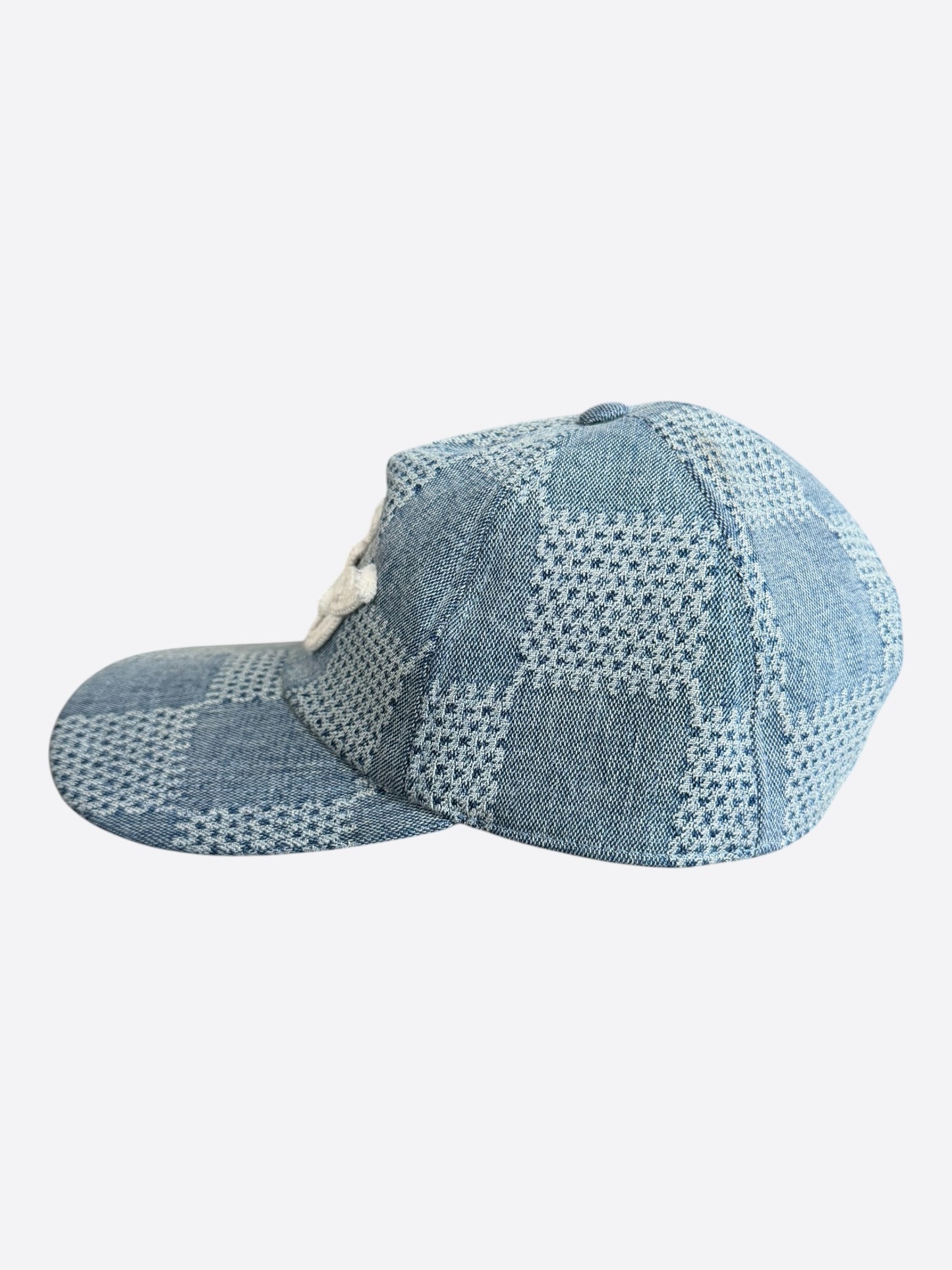 Louis Vuitton Blue & White Embroidered Logo Denim Hat