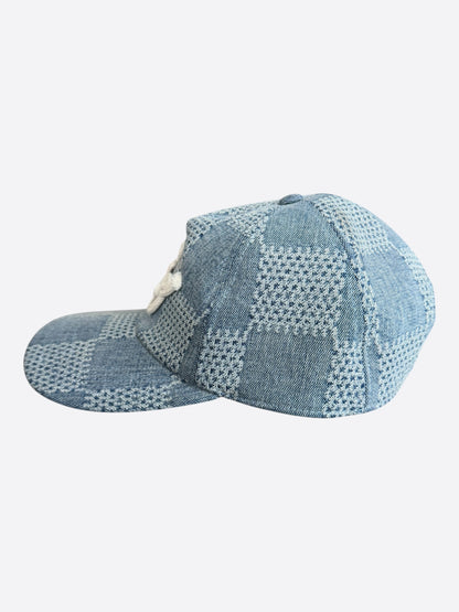 Louis Vuitton Blue & White Embroidered Logo Denim Hat