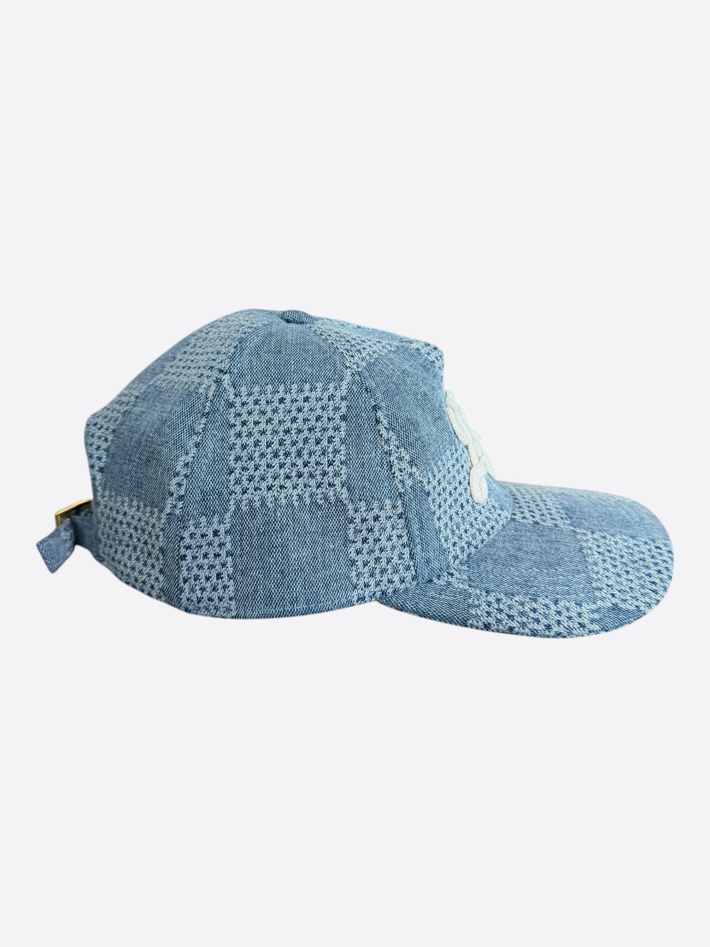 Louis Vuitton Blue & White Embroidered Logo Denim Hat