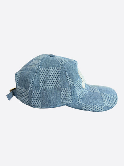 Louis Vuitton Blue & White Embroidered Logo Denim Hat