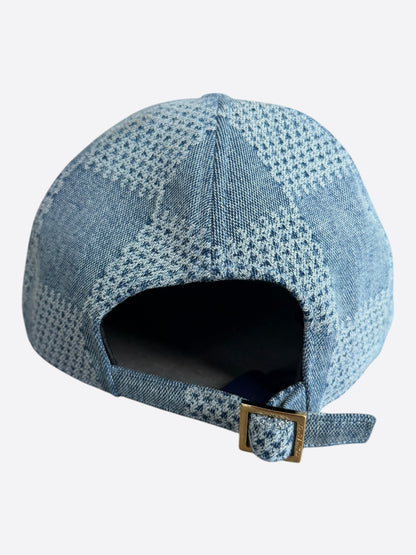 Louis Vuitton Blue & White Embroidered Logo Denim Hat