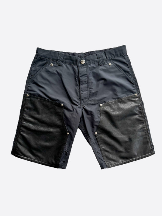 Chrome Hearts Black Nylon & Leather Carpenter Shorts