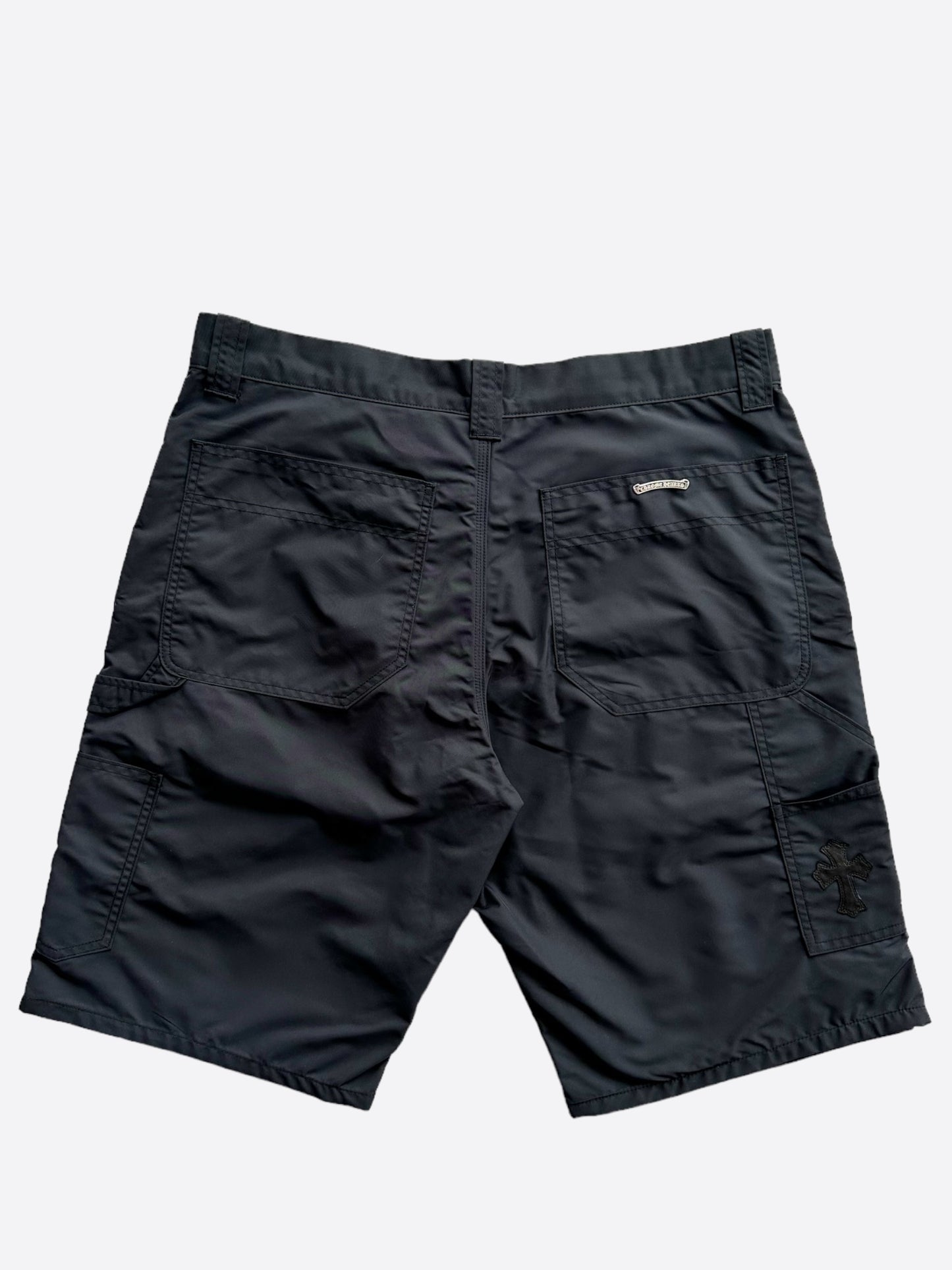 Chrome Hearts Black Nylon & Leather Carpenter Shorts