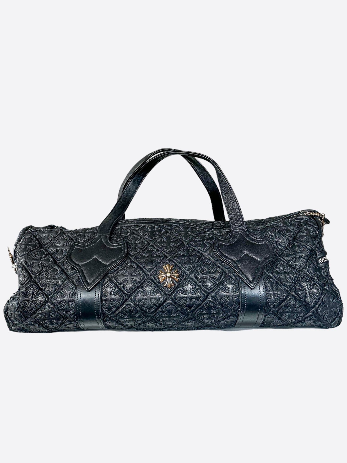 Black Chrome Duffle Chrome Hearts Black Leather Duffel Bag – Savonches