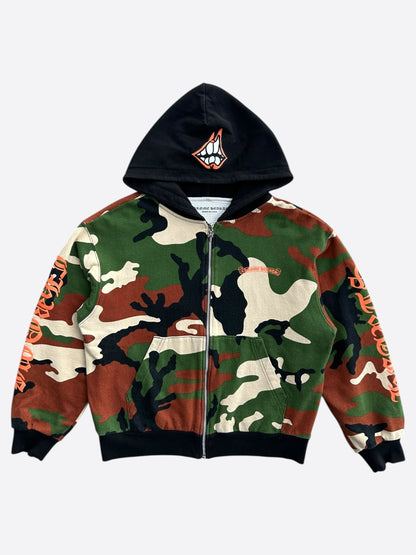 Chrome Hearts Matty Boy Camouflage Caution Zip Up Hoodie