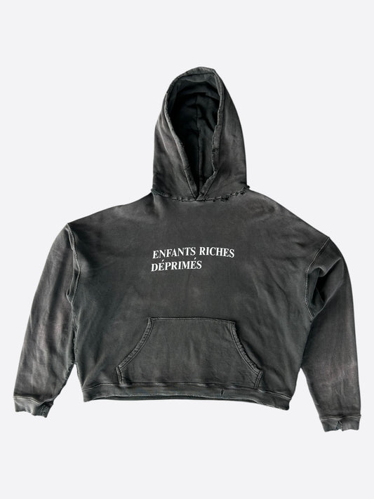 Enfants Riches Deprimes Washed Black & White Classic Logo Hoodie