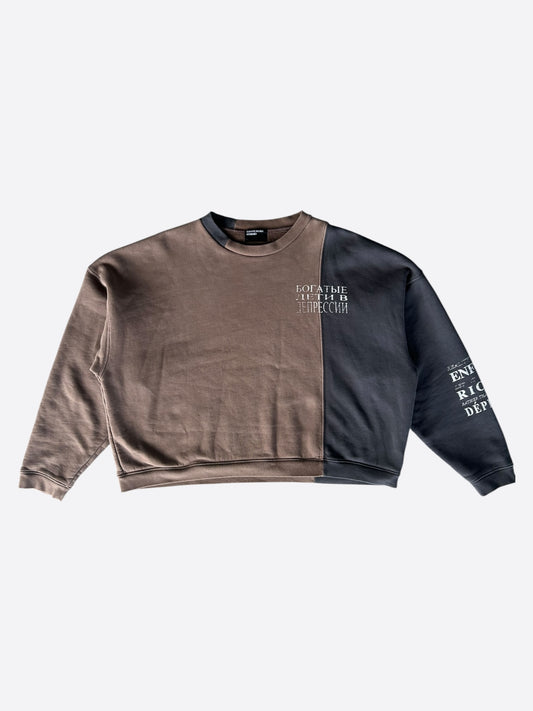 Enfants Riches Deprimes Brown & Black Russian Tattoo Split Sweater
