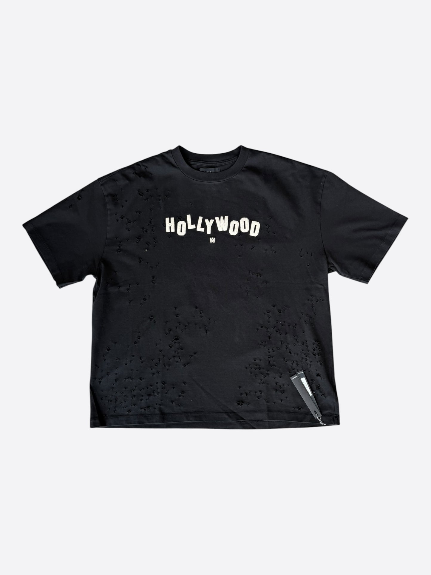 Amiri Black & White Hollywood Logo Shotgun T-Shirt