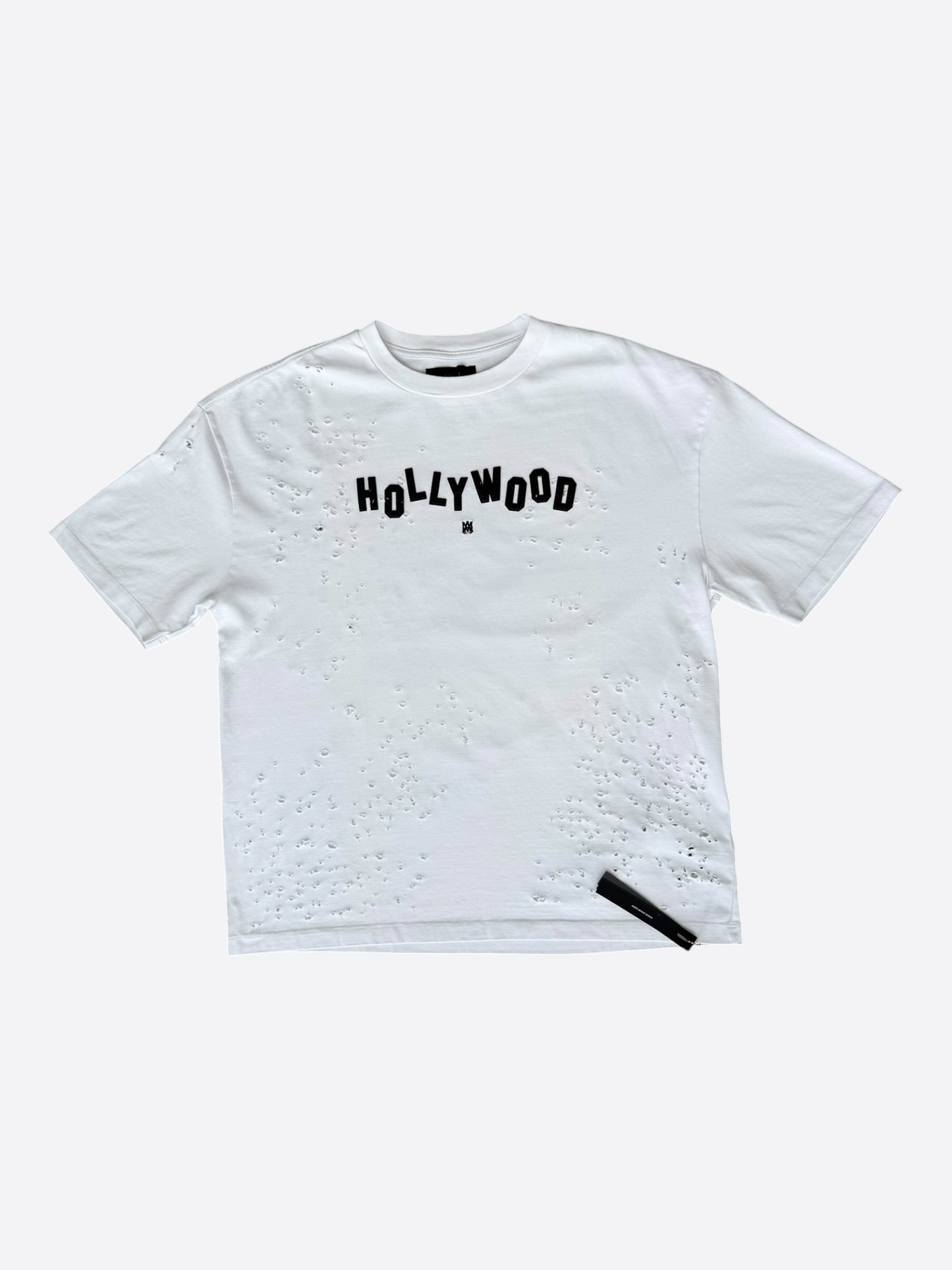 Amiri White & Black Hollywood Logo Shotgun T-Shirt