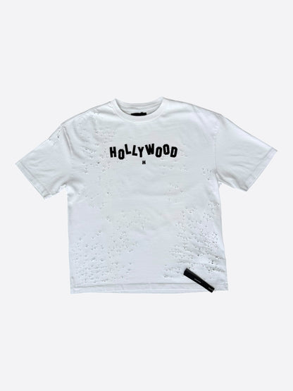 Amiri White & Black Hollywood Logo Shotgun T-Shirt