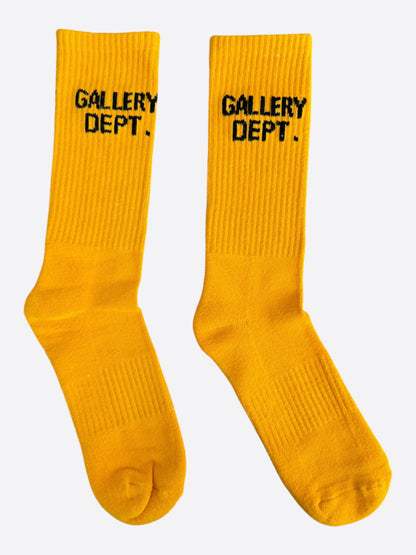Gallery Dept Yellow & Black Logo Socks