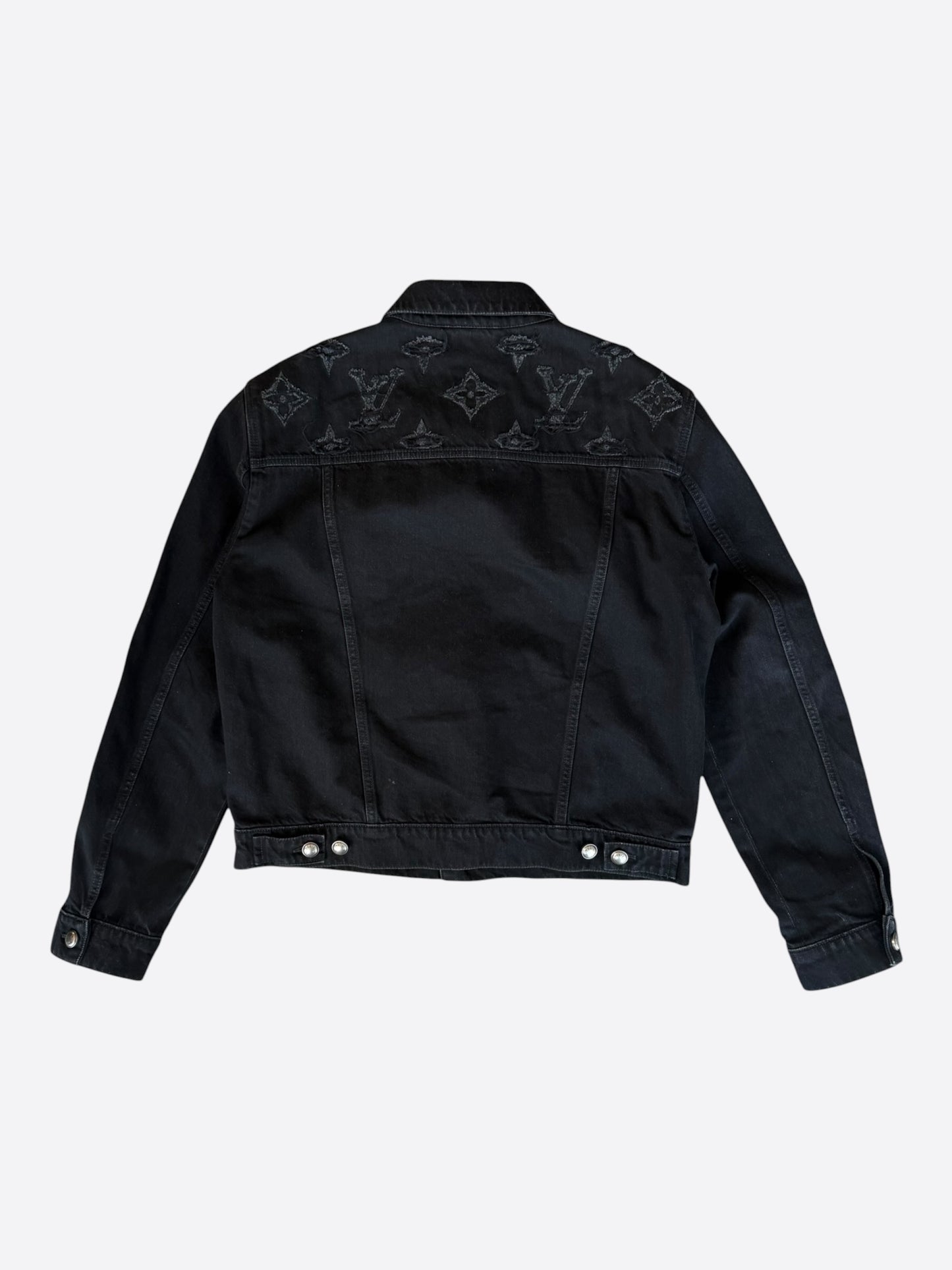 Louis Vuitton Black Distressed Monogram Denim Jacket