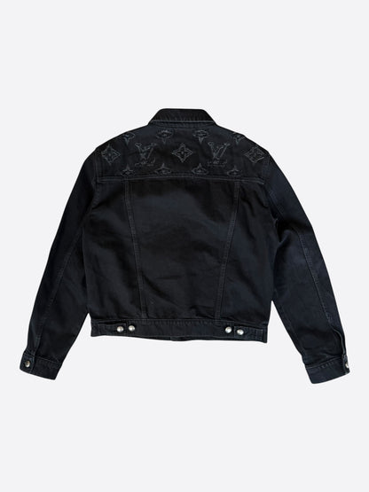 Louis Vuitton Black Distressed Monogram Denim Jacket