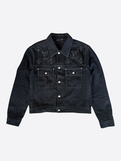 Louis Vuitton Black Distressed Monogram Denim Jacket