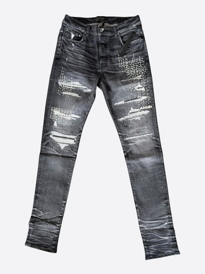 Amiri Rain Grey Boro Repaired Jeans