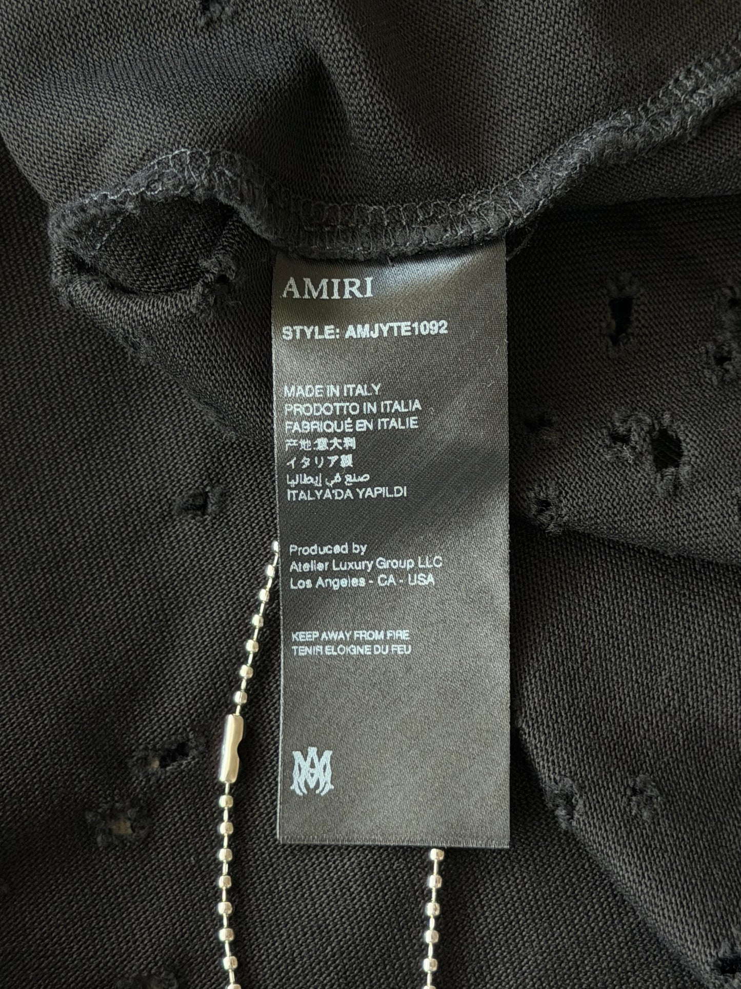 Amiri Black & White Hollywood Logo Shotgun T-Shirt