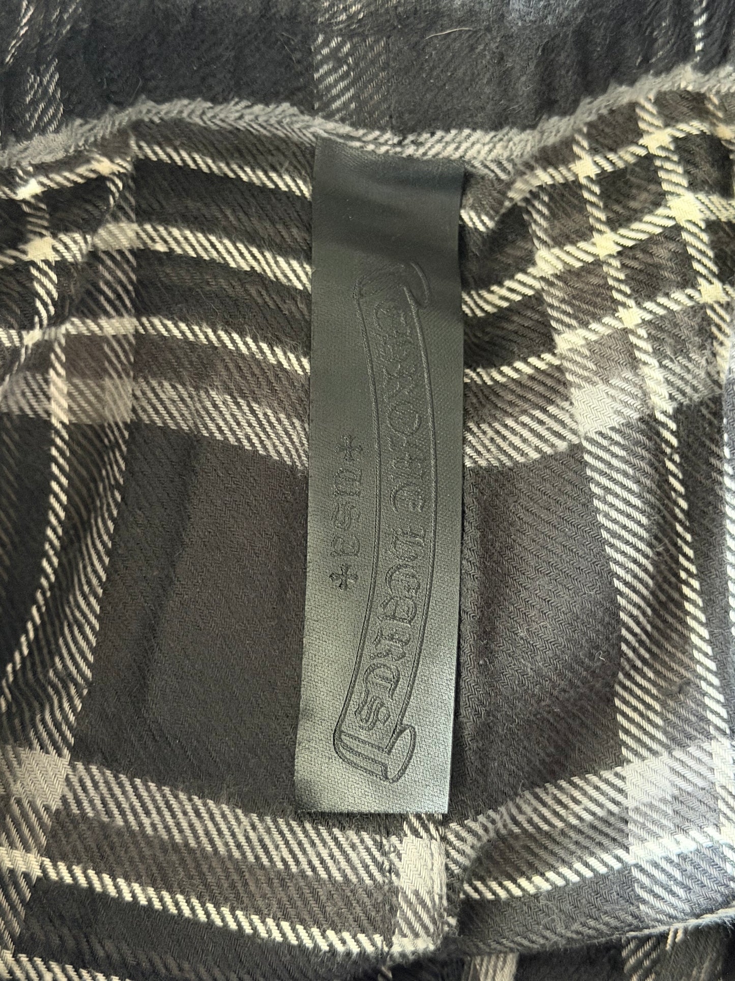 Chrome Hearts Black & White Cross Patch After School Flannel Shorts