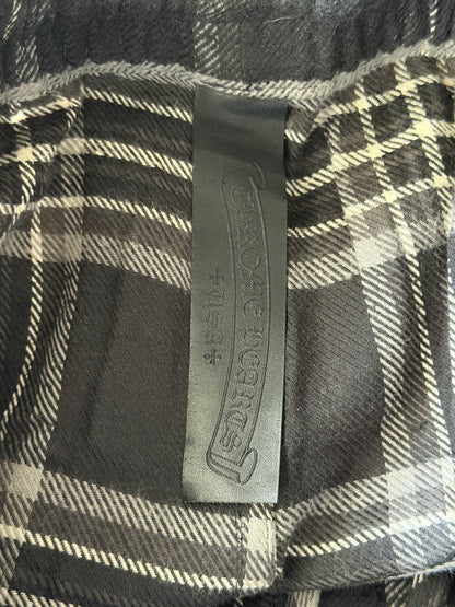 Chrome Hearts Black & White Cross Patch After School Flannel Shorts