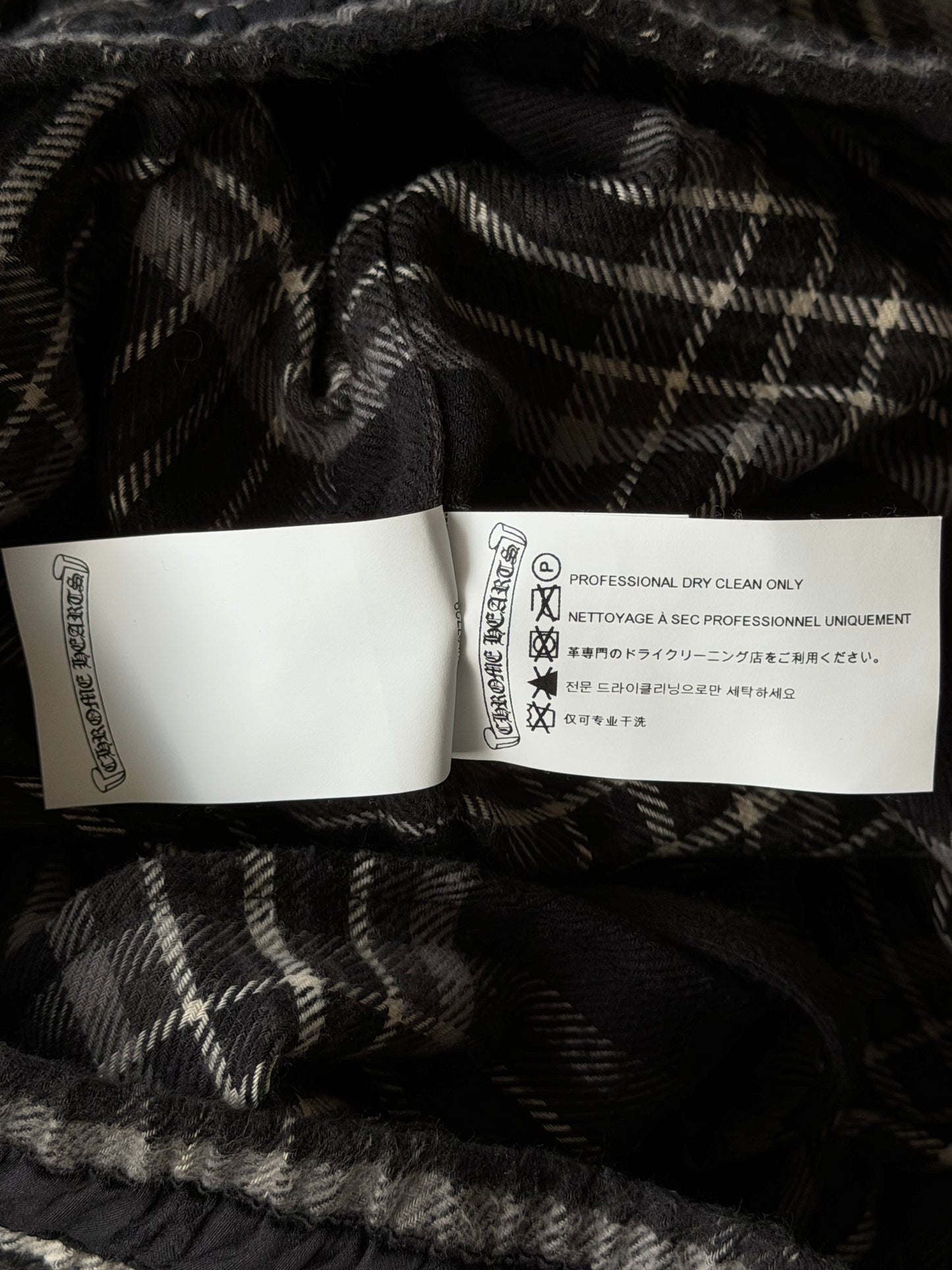 Chrome Hearts Black & White Cross Patch After School Flannel Shorts