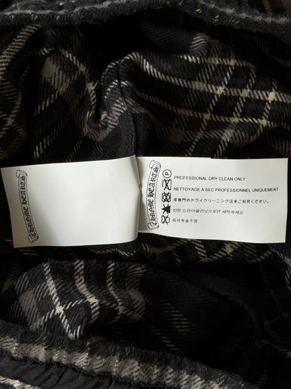 Chrome Hearts Black & White Cross Patch After School Flannel Shorts