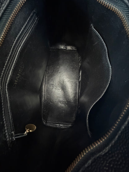 Chanel Black Caviar Quilted Medallion Tote Bag