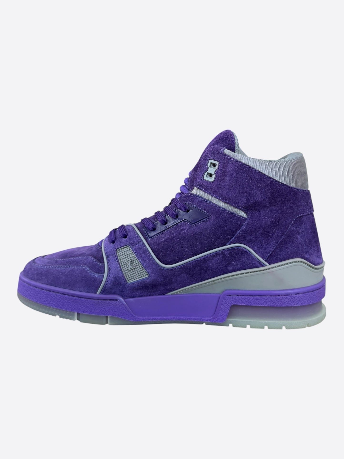 Louis Vuitton Purple & Grey Suede High Top Trainers