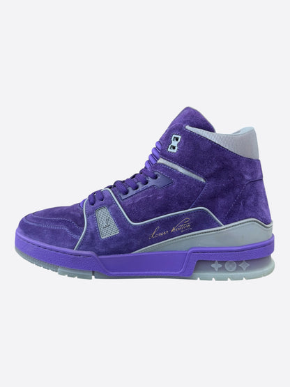 Louis Vuitton Purple & Grey Suede High Top Trainers