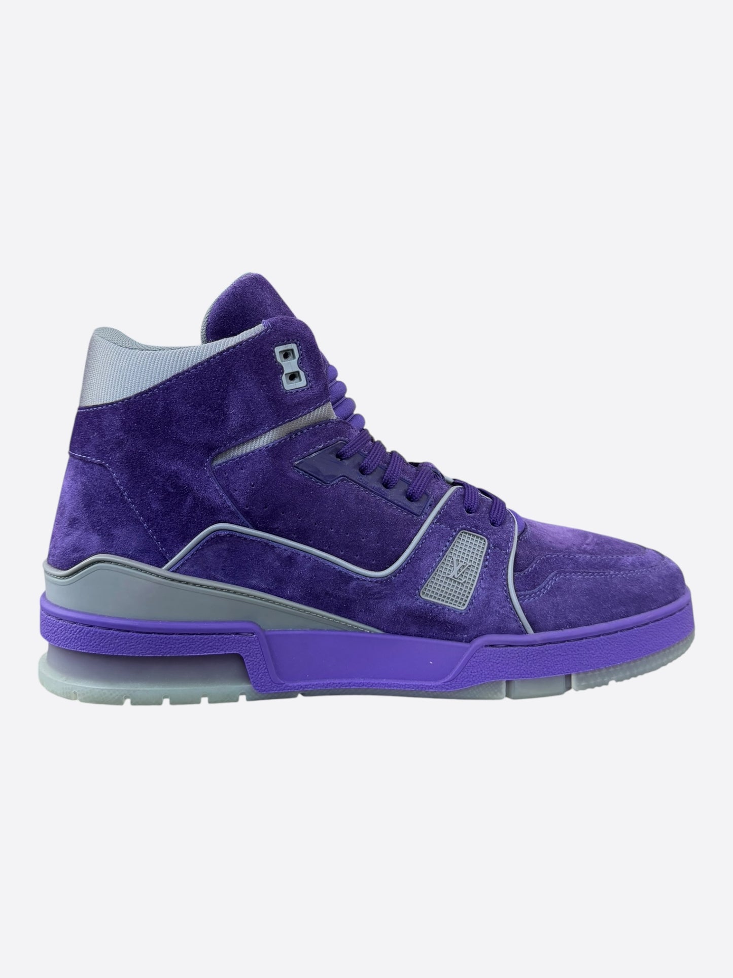 Louis Vuitton Purple & Grey Suede High Top Trainers