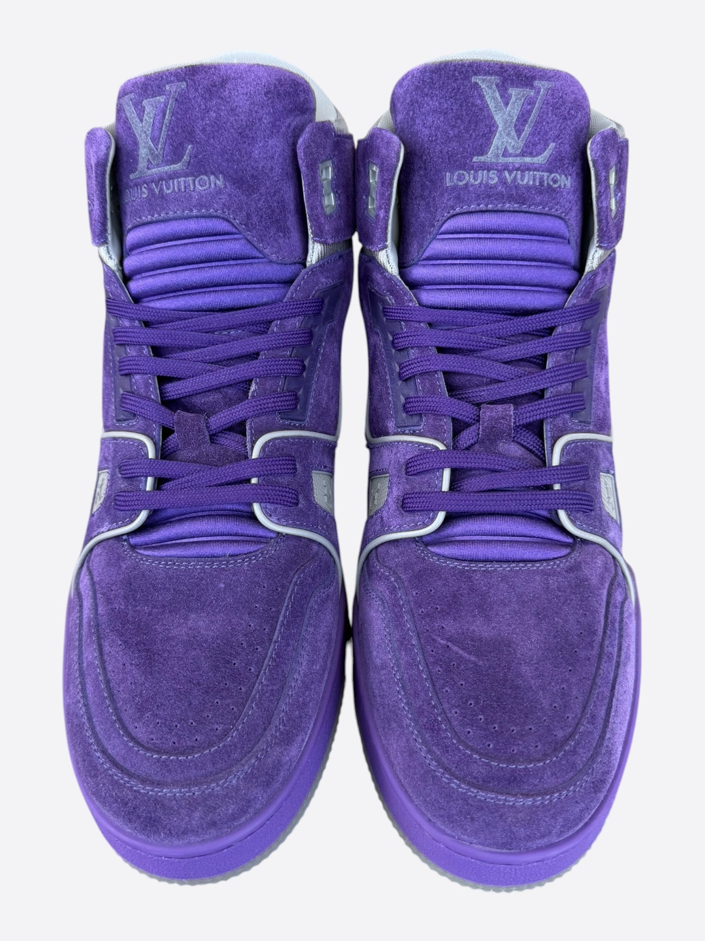Louis Vuitton Purple & Grey Suede High Top Trainers