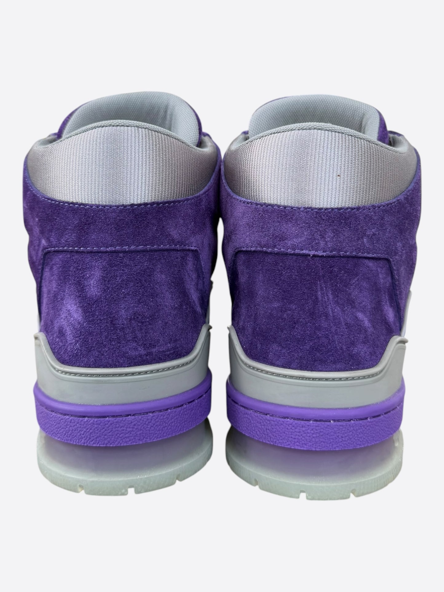 Louis Vuitton Purple & Grey Suede High Top Trainers