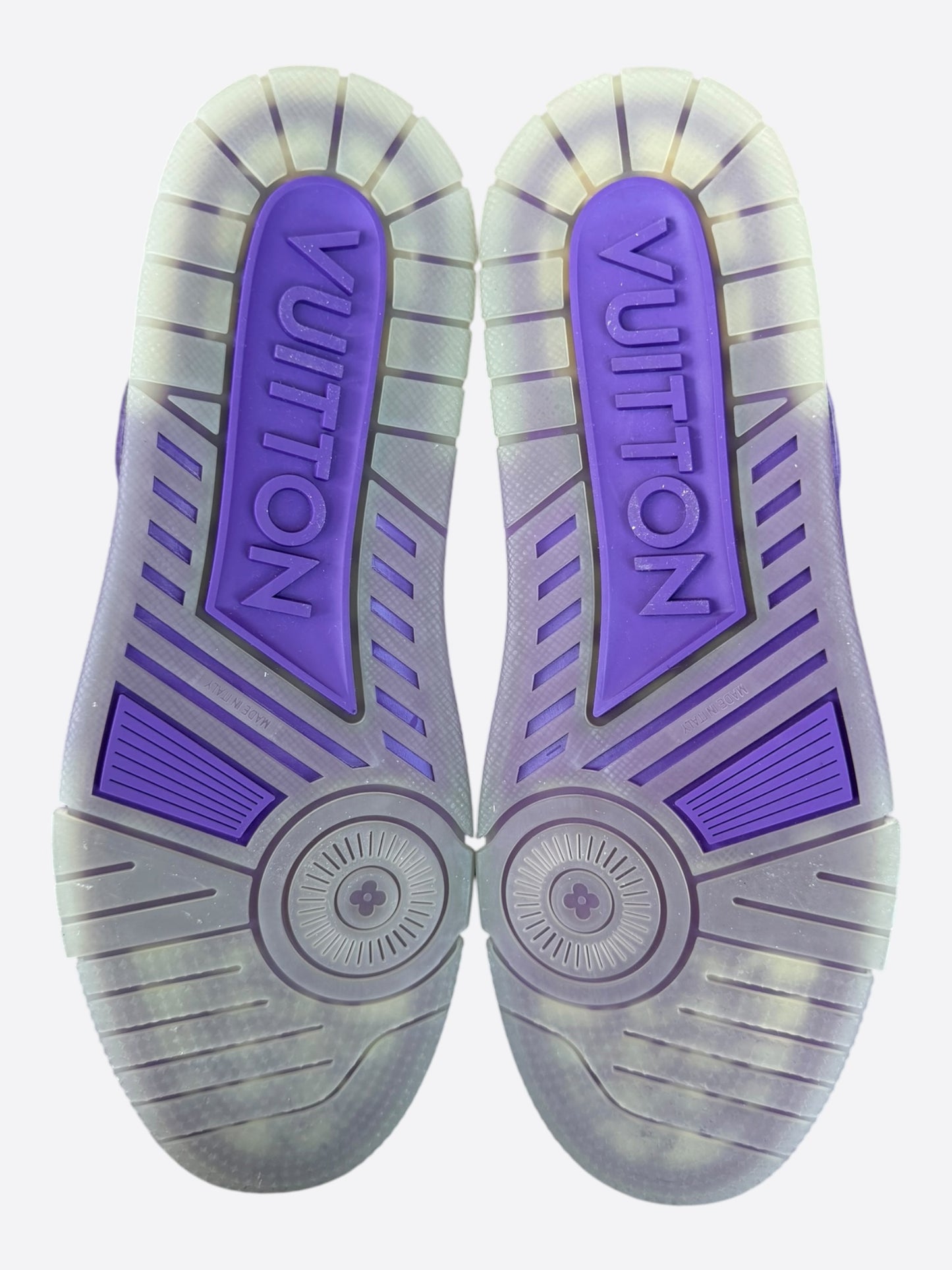 Louis Vuitton Purple & Grey Suede High Top Trainers