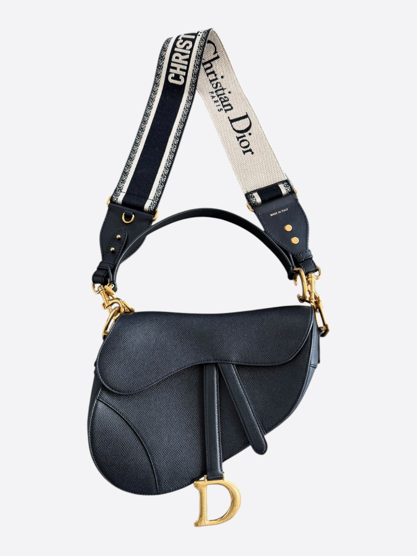 Dior Black Leather Mini Saddle Bag