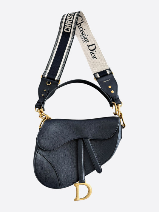Dior Black Leather Mini Saddle Bag