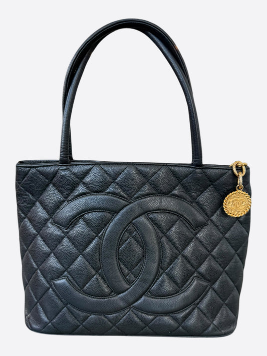 Chanel Black Caviar Quilted Medallion Tote Bag