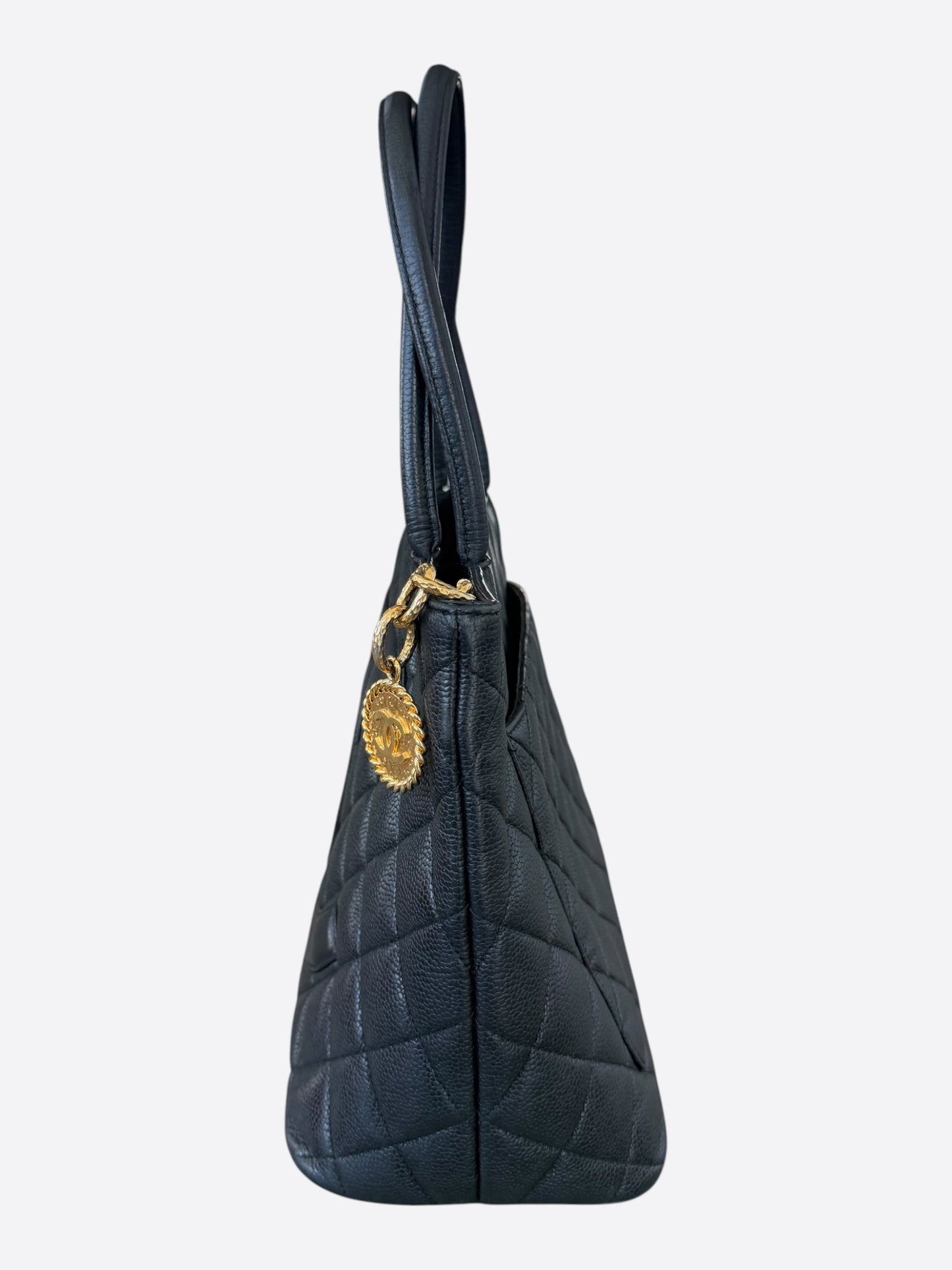 Chanel Black Caviar Quilted Medallion Tote Bag