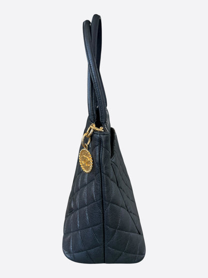 Chanel Black Caviar Quilted Medallion Tote Bag