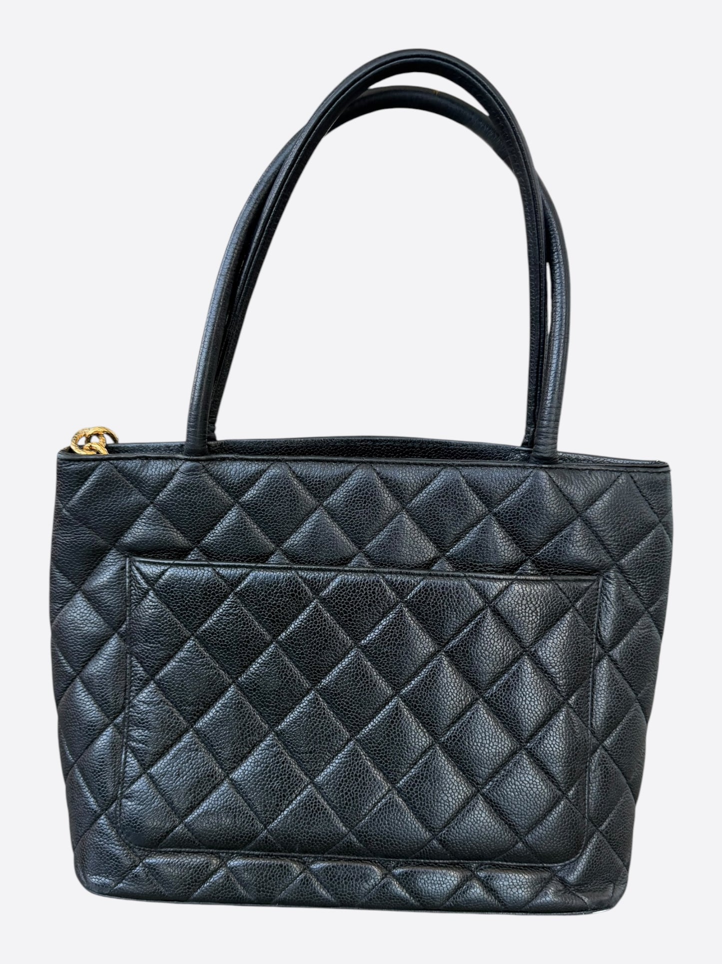 Chanel Black Caviar Quilted Medallion Tote Bag